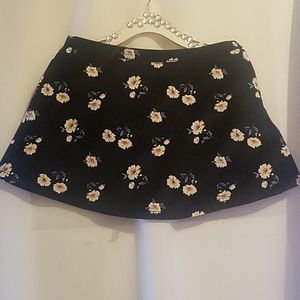 Forever 21 Floral Denim Skater Skirt
